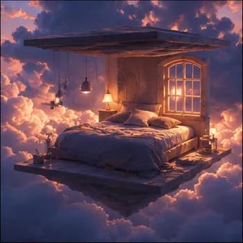 AI-generated dreamy cloud bedroom interior
