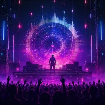 AI-generated music stage with concert atmosphere