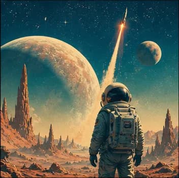 AI-generated retro sci-fi scene